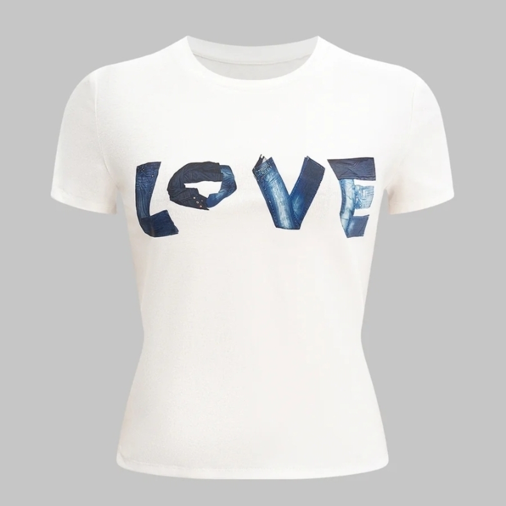 NWT Micas White Love Graphic Women's Top, Large